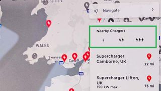 tesla supercharger map highlighted charger speed icons