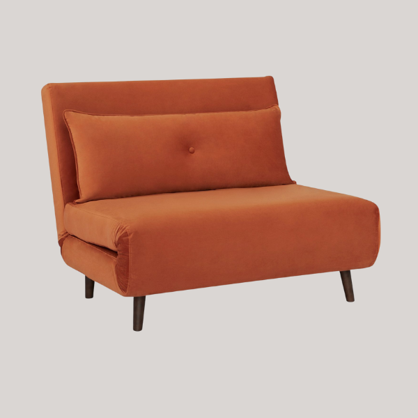 Habitat, Habitat Roma Small Double Velvet Chairbed - Orange