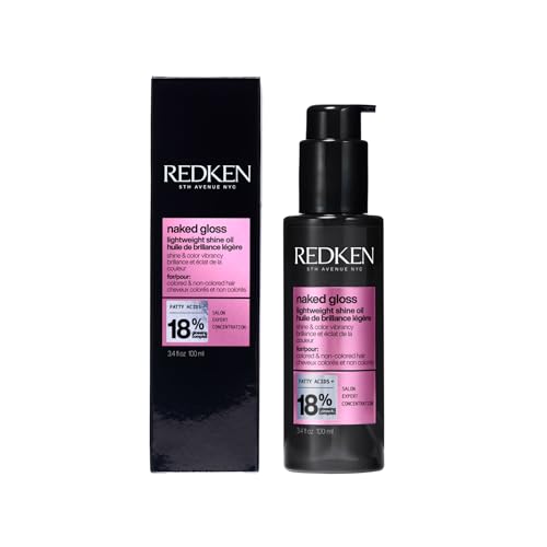 Redken Naked Gloss Shine Oil - Adds Shine, Protects From Heat Damage and Controls Frizz, Infused With Omega-9, Lightweight Formula, for Color-Treated Hair