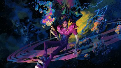 Key art for Ambrosia Sky showing Dalia in front of a planet