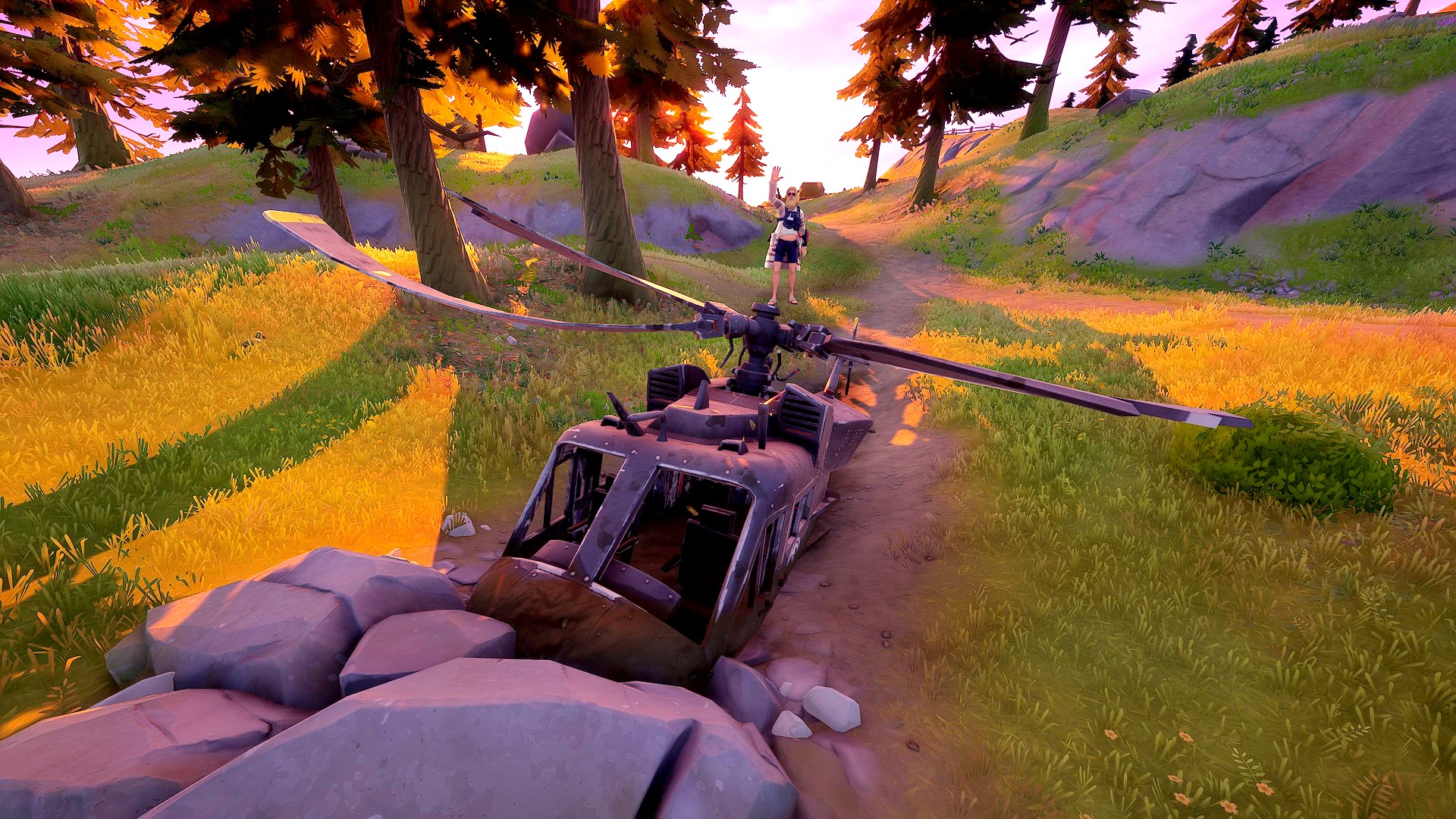  Where to investigate a downed black helicopter in Fortnite 