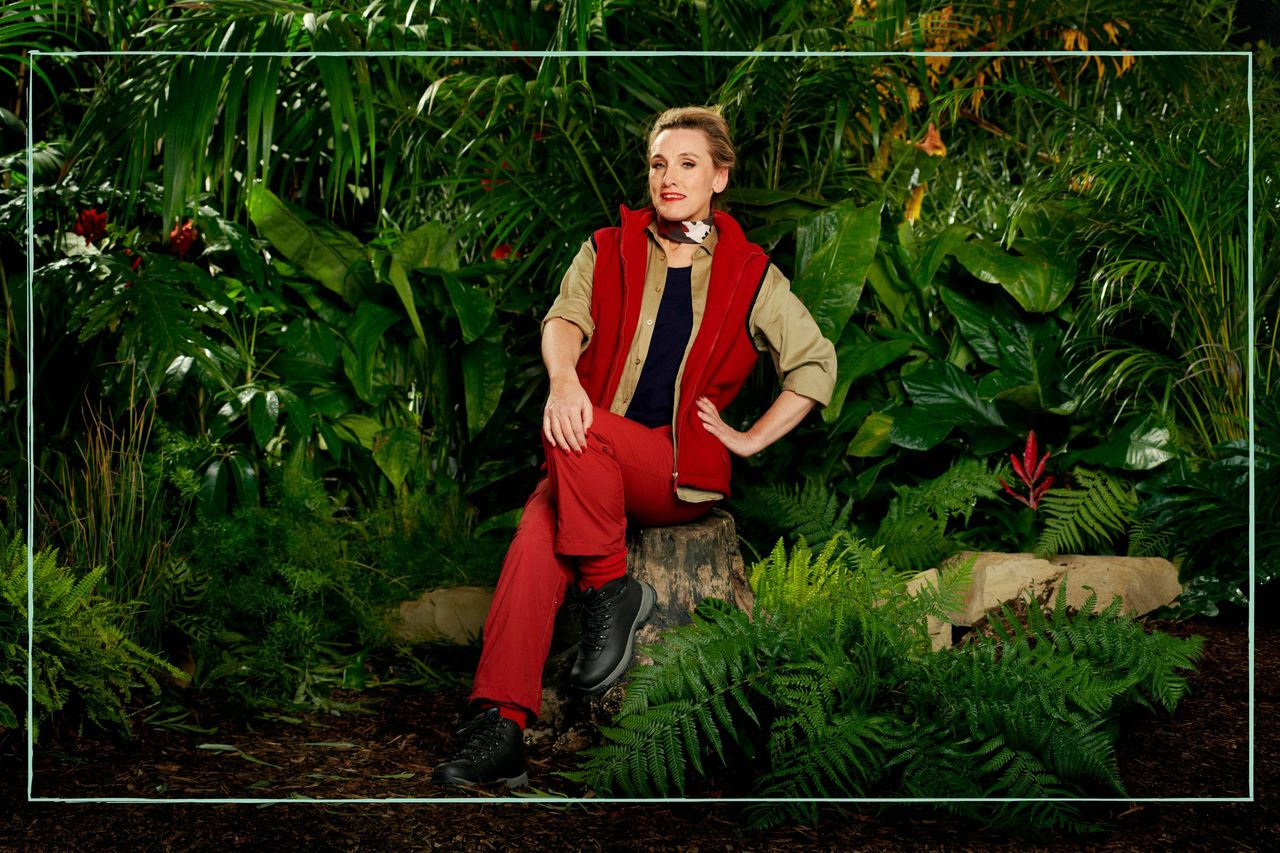 Grace Dent in a jungle wearing the I&#039;m A Celeb uniform