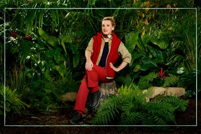 Grace Dent in a jungle wearing the I&#039;m A Celeb uniform