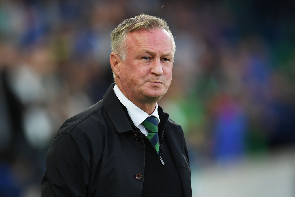 BELFAST, NORTHERN IRELAND - SEPTEMBER 05: Michael O'Neill, Head Coach of Northern Ireland, looks on prior to the UEFA Nations League 2024/25 League C Group C3 match between Northern Ireland and Luxembourg at Windsor Park on September 05, 2024 in Belfast, Northern Ireland. (Photo by Charles McQuillan/Getty Images)