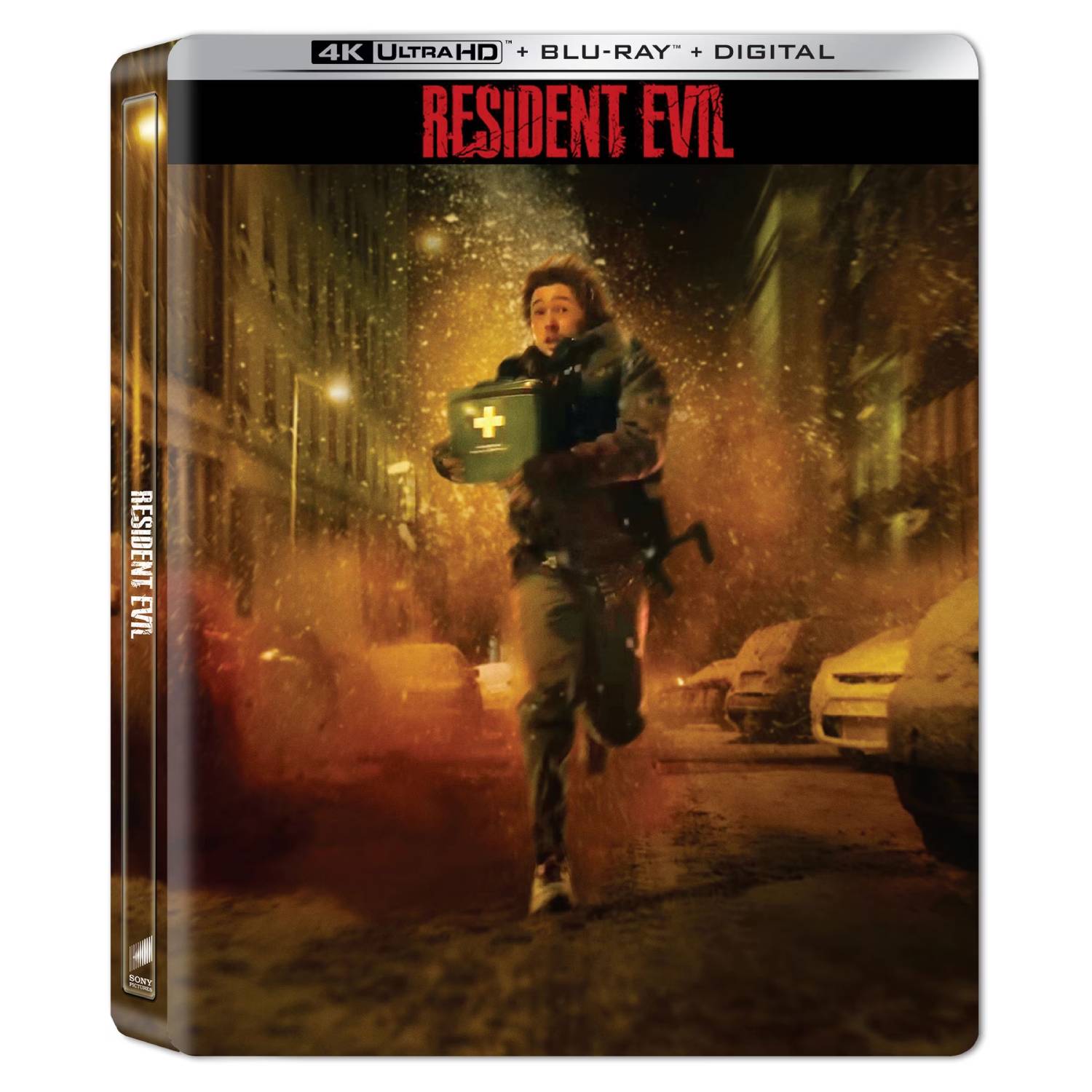 Image of the Resident Evil 4K Blu-ray with a white background.