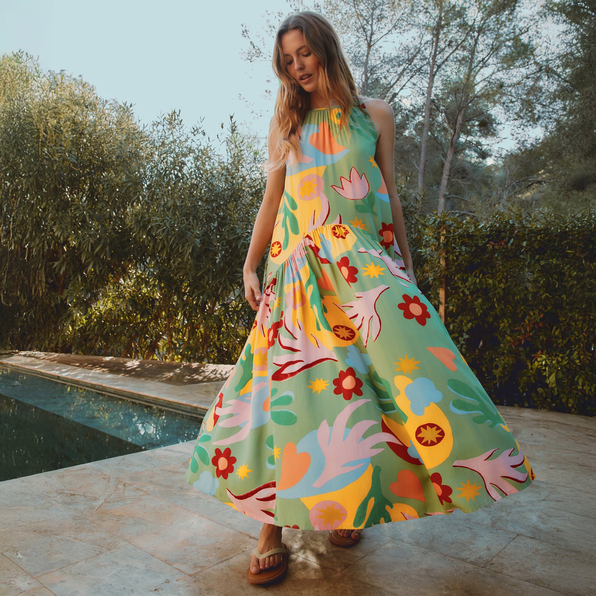 Tropique Print Halter Maxi - 8