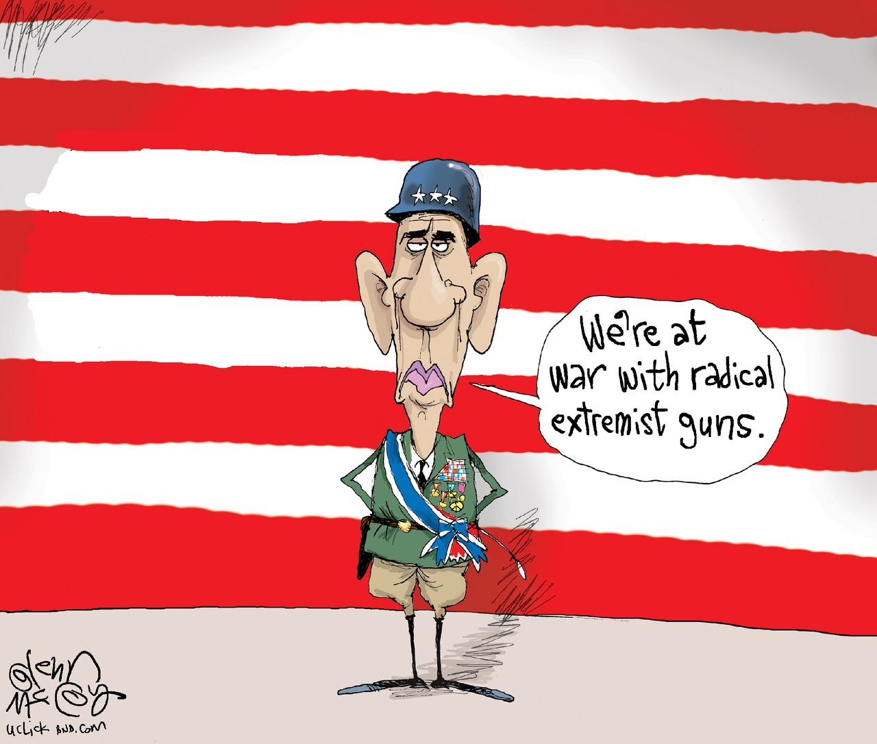 Political Cartoon U.S. Obama Radical Extremist Guns