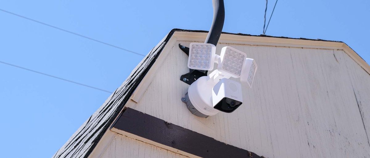 Wyze Cam Floodlight Pro attached to side of house