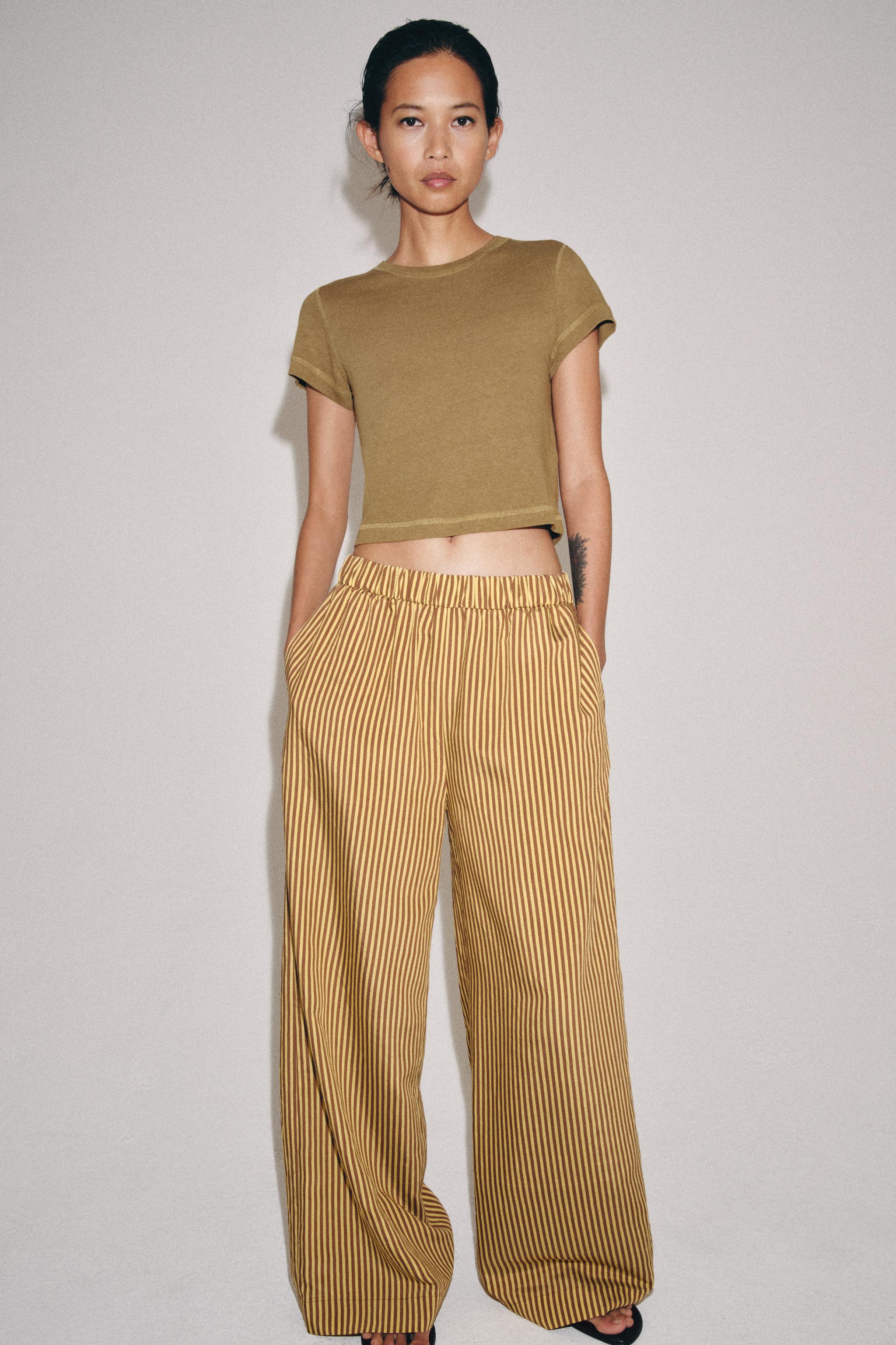 Zw Collection Striped Wide-Leg Trousers