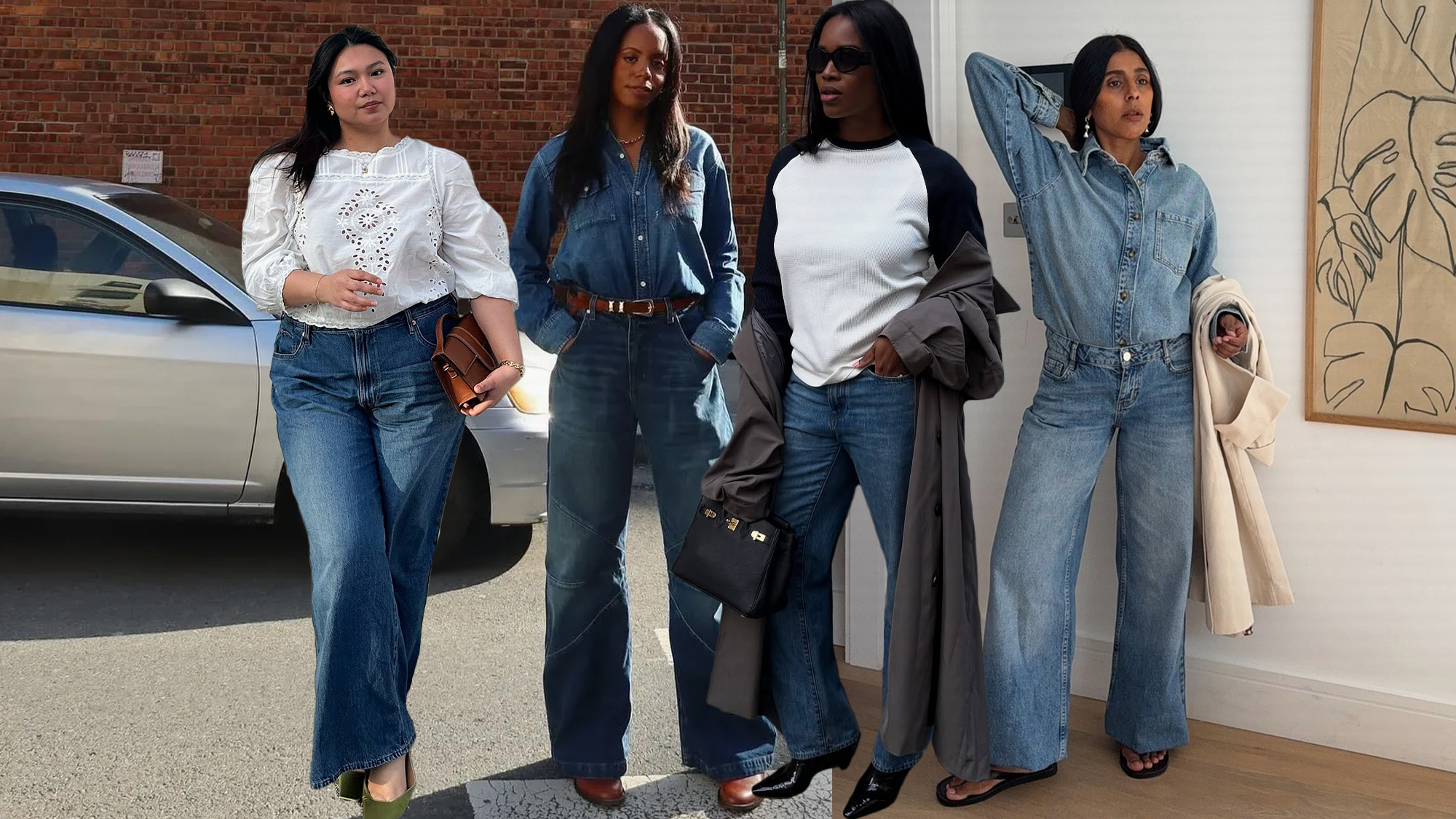 Influencers and editors wearing the best shoes to wear with spring 2026 denim trends.