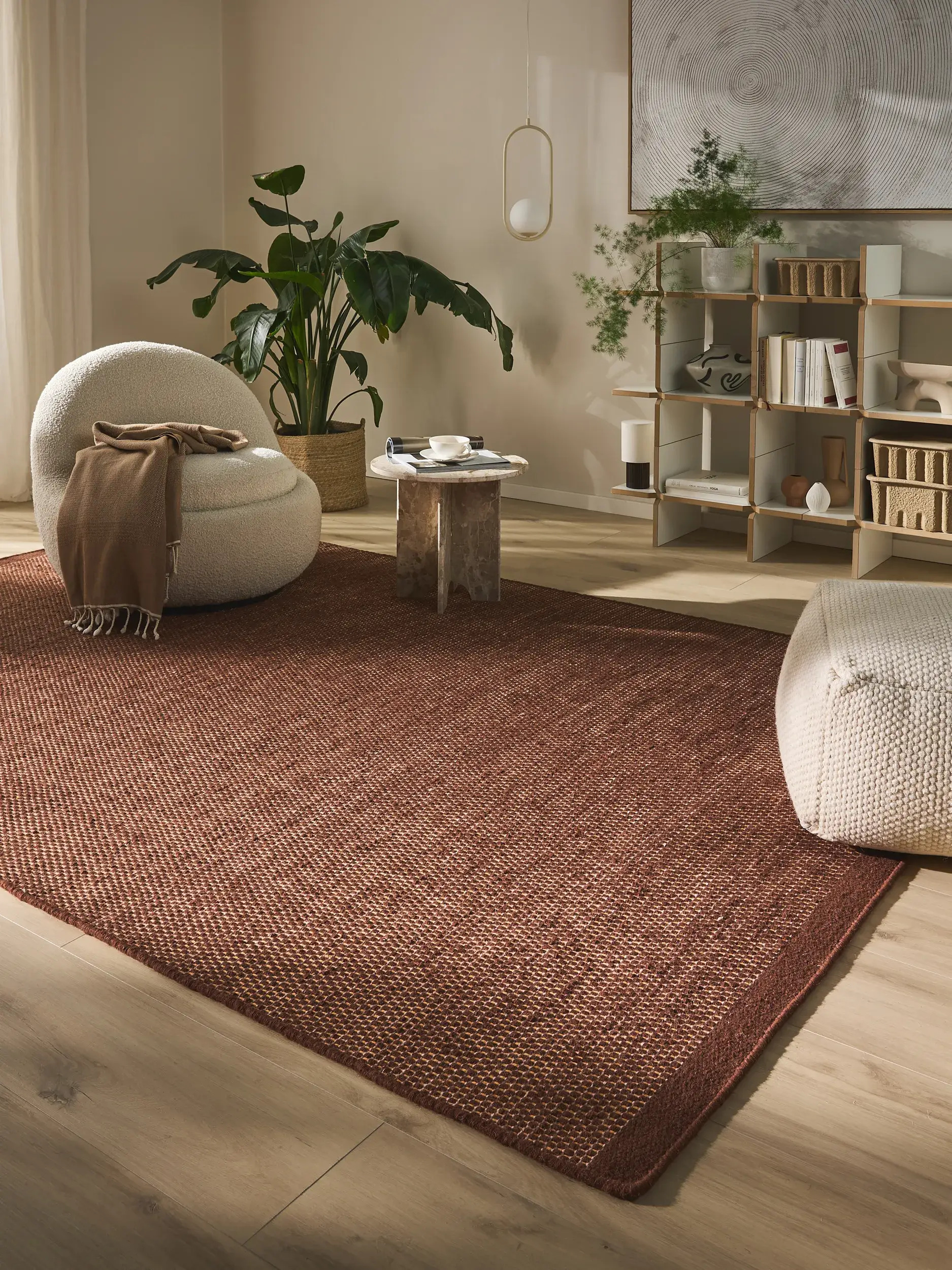 Woven rug in a living room