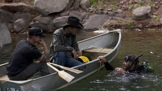 Chad Ollinger prepares to dive into the underwater tunnel in Mystery at Blind Frog Ranch season 5