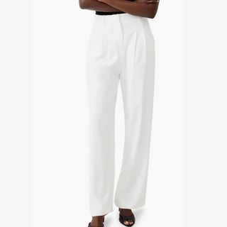 white wide leg suit trousers