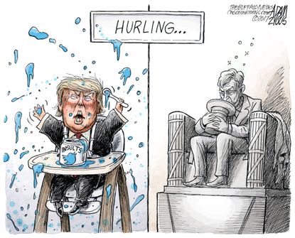Political cartoon U.S. Trump tweets Lincoln