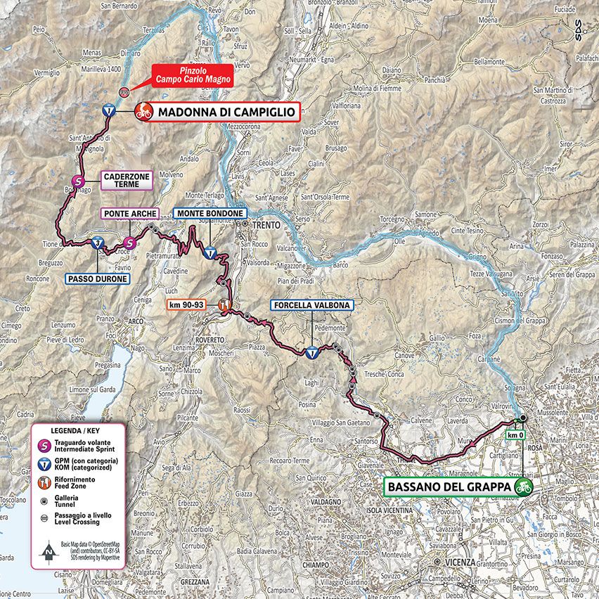 2020 Giro d'Italia stage 17 map
