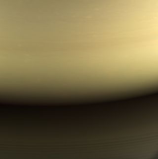 This is the last image taken by NASA's Cassini spacecraft before it dove into Saturn's atmosphere. Cassini captured this view on Sept. 14, 2017 at 12:59 p.m. PDT (3:59 p.m. EDT; 19:59 GMT). It shows the location where the spacecraft would enter the planet's atmosphere hours later.
