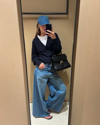 Influencer in wide leg jeans