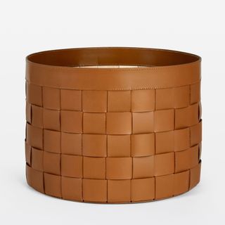 Woven Round Leather Basket