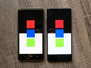 Proper Wide Color Gamut support makes this particular Pixel 2 XL and the Note 8 display this image the same on both screens.