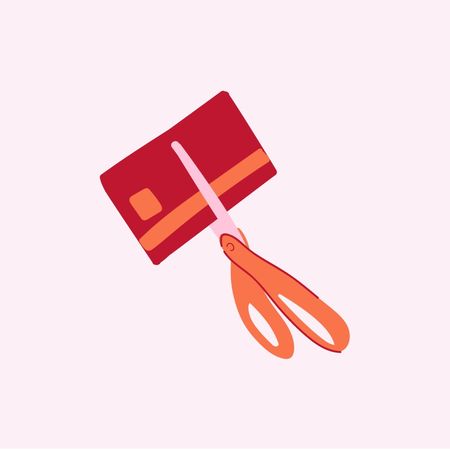 Cutting up credit card ilustration