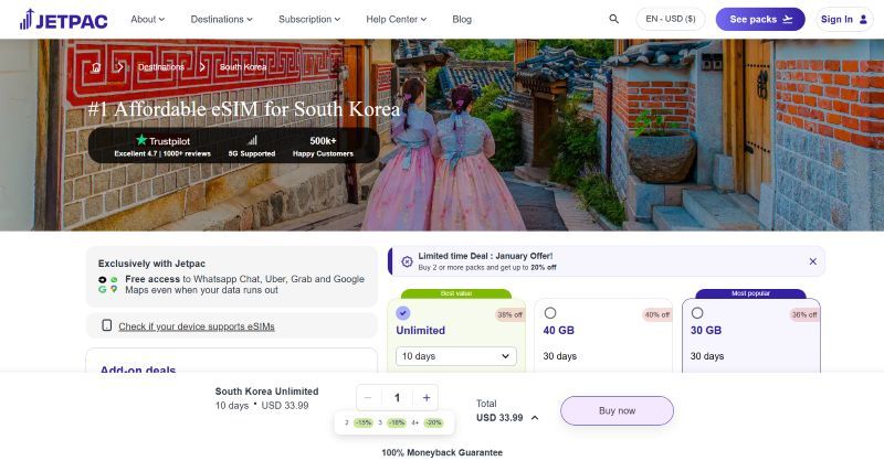 Viajar para a Coreia do Sul? Jetpac eSIM oferece uma maneira fácil de ficar conectado com um desconto exclusivo de 15%