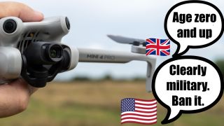 In Britain kids can buy these drones, but the US government is threatening to call five of them "military" and take them off the shelves. Why?