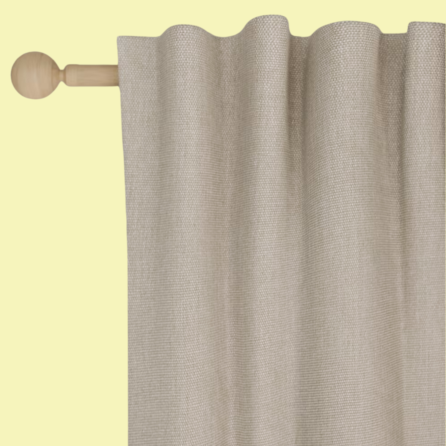 A champagne-colored blackout curtain