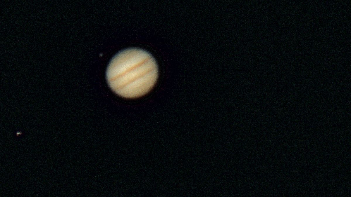 A picture of Jupiter taken through a 12 inch telescope in Swindon, Wiltshire, England on the 28th of August 2022