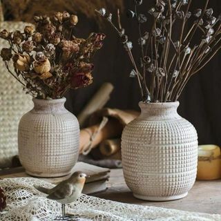 Textured ceramic vase