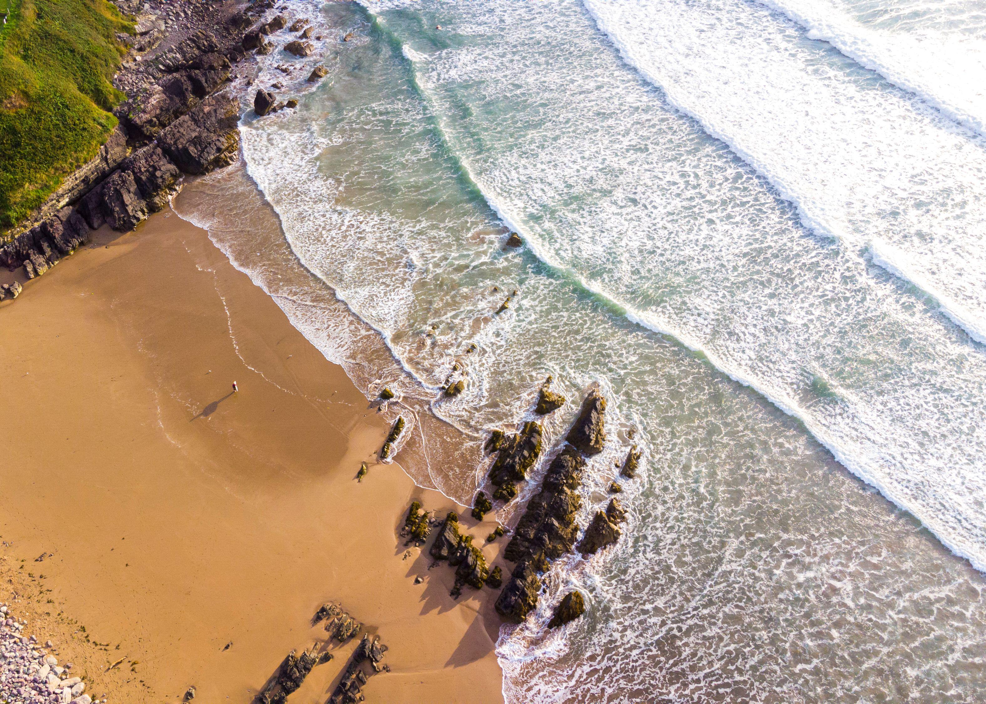 British coastline and sandy beach