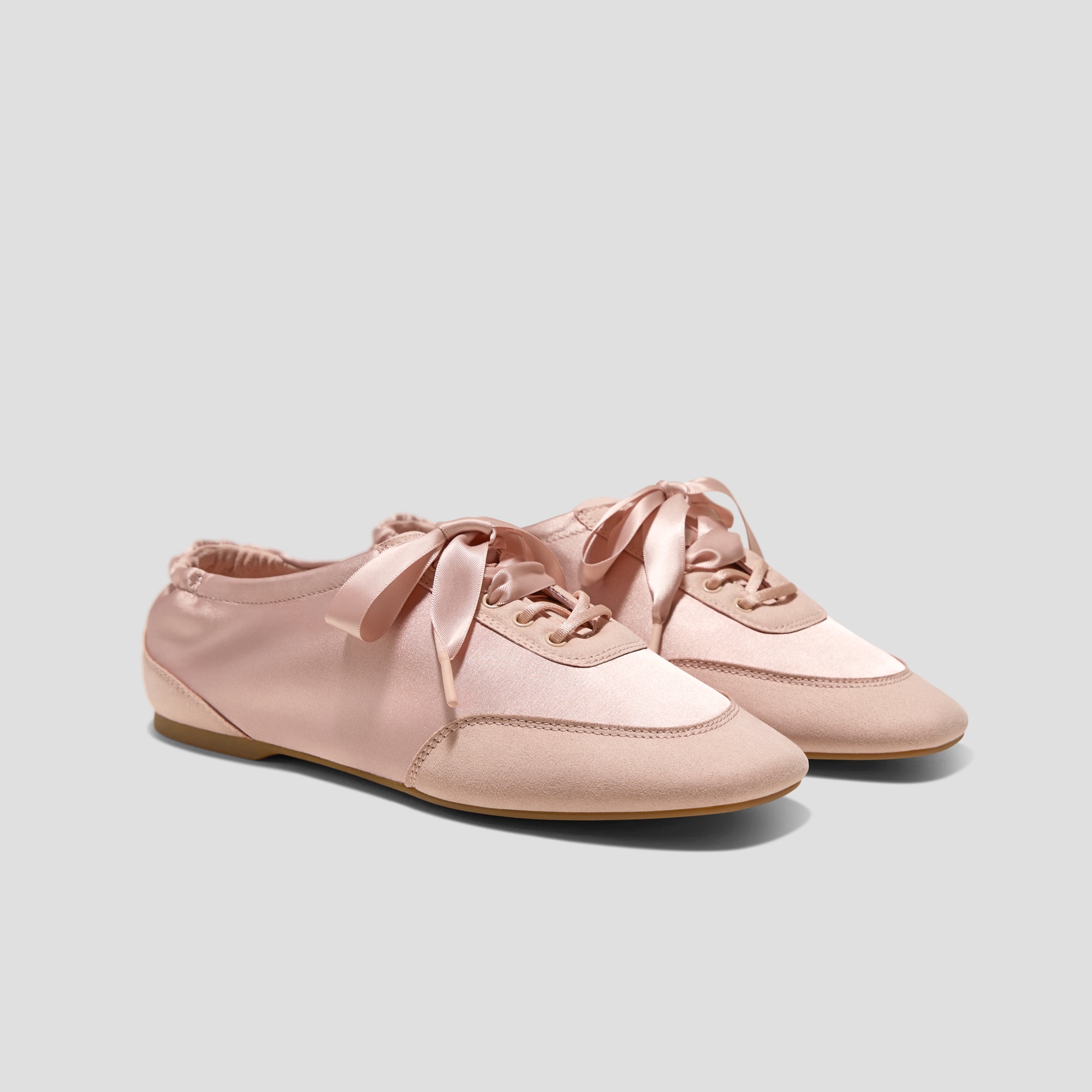 Square-Toe Lace-Up Satin Sneakerina (cristina) - Uk Size 2.5