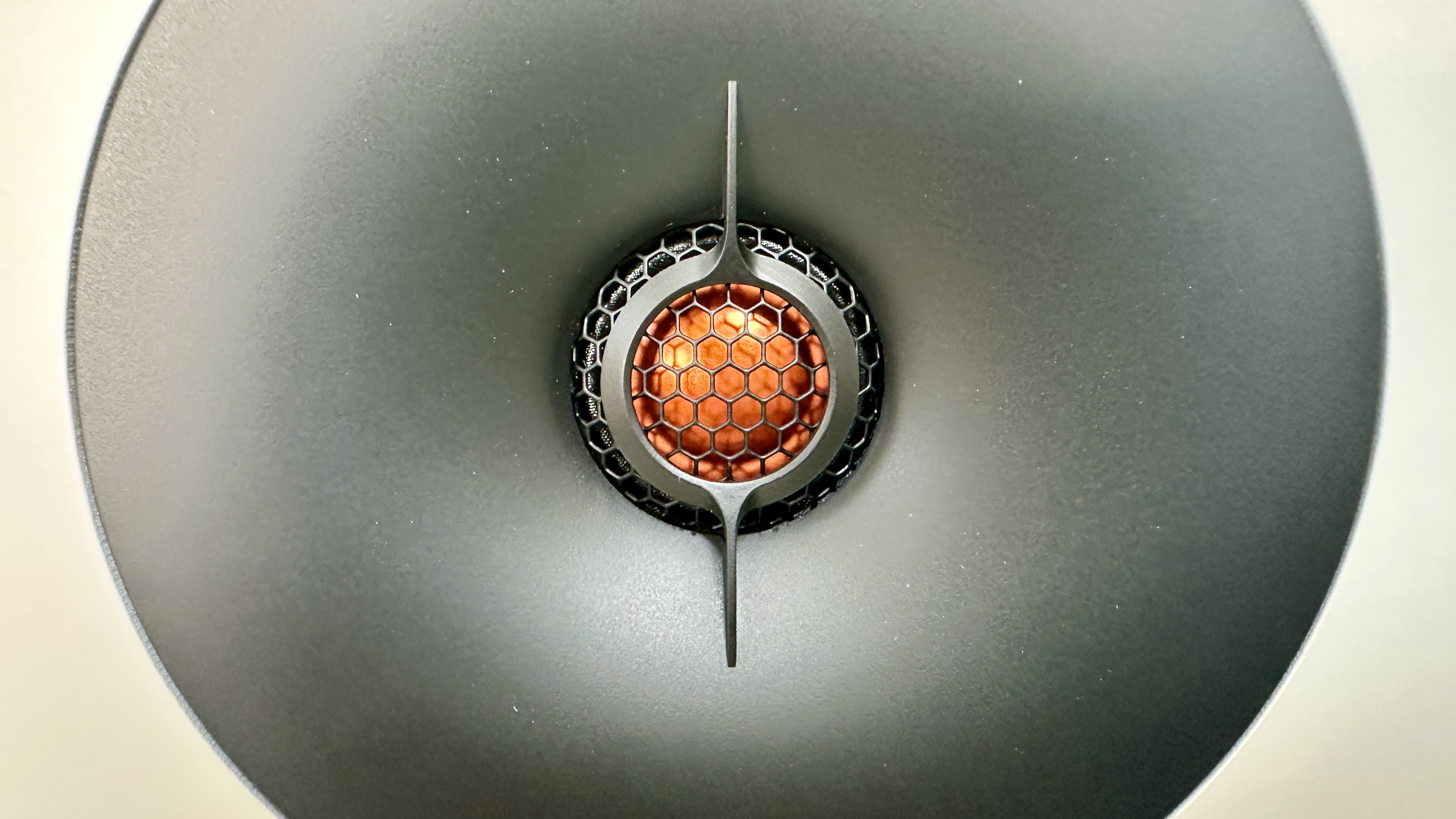 Front panel of the Cambridge L/R S active speakers, showing a closeup of the tweeter.