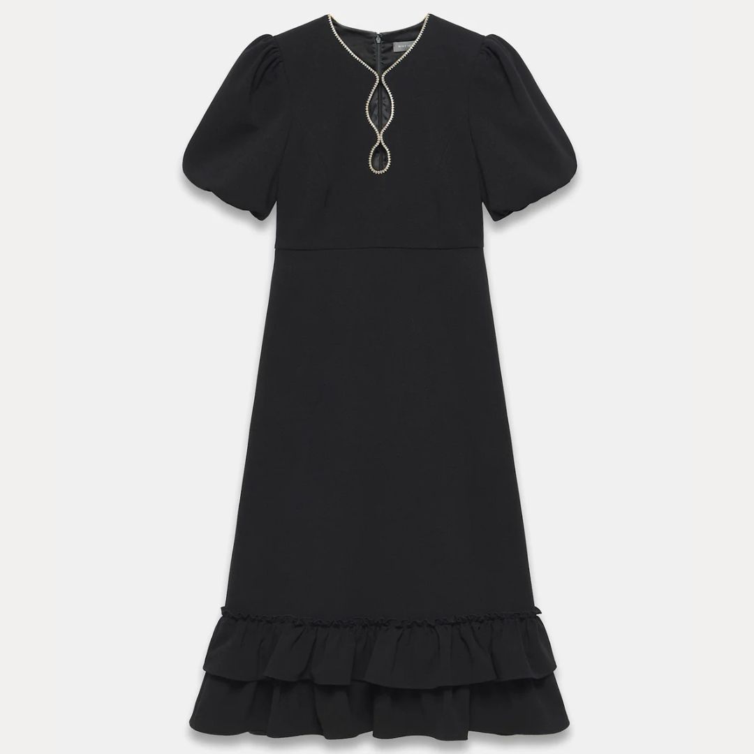 Mint Velvet Black Diamante Trim Dress