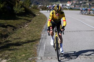 A GUARDA MONTE TREGA SPAIN FEBRUARY 24 Jonas Vingegaard of Denmark and Team JumboVisma attacks during the 2nd O Gran Camio 2023 Stage 2 a 1843km stage from Tui to A Guarda Monte Trega 320m OGC23 on February 24 2023 in A Guarda Spain Photo by Tim de WaeleGetty Images