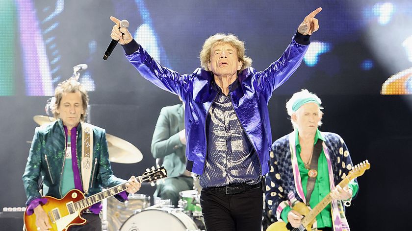 Ronnie Wood, Mick Jagger and Keith Richard of The Rolling Stones perform during the final night of the Hackney Diamonds &#039;24 Tour at Thunder Ridge Nature Arena