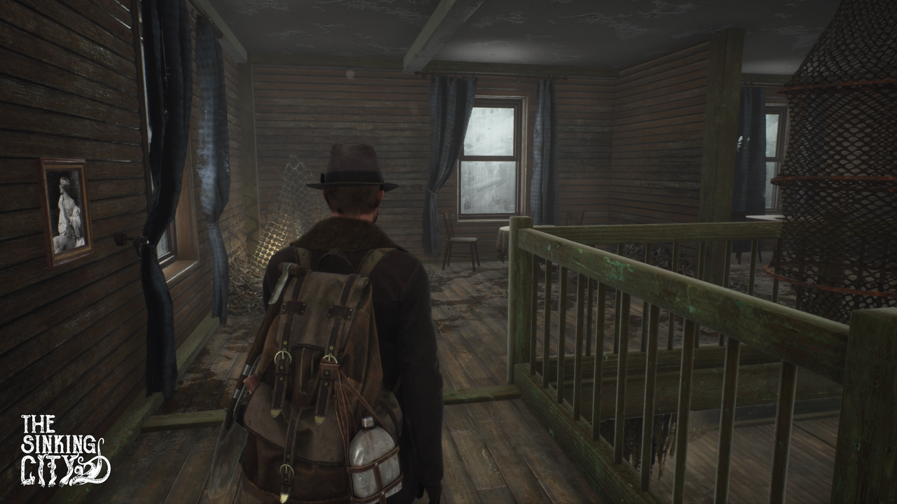 An upstairs landing in the original The Sinking City.