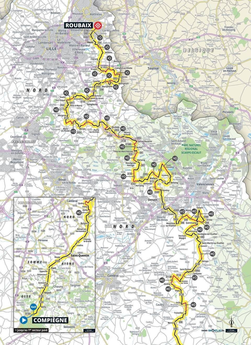 Paris-Roubaix 2025 men&#039;s route