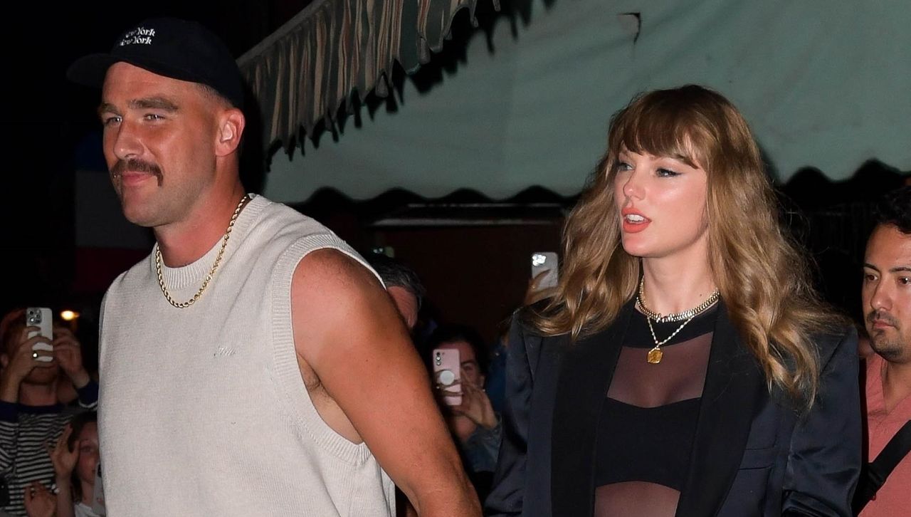 Taylor Swift and Travis Kelce leave Lucali pizza while swift is wearing classic boots