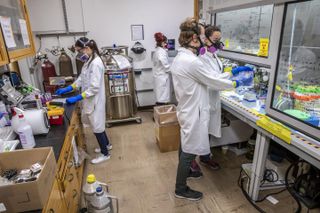 Scientists studying einsteinium at Berkeley Lab.