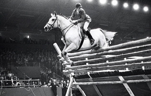 Nick Skelton and Lastic winning the high jump at Olympia in 1978. Setting the record at 2.32m
