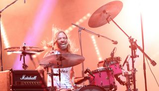 Taylor Hawkins performs with the Foo Fighters at Parque Fundidora on November 12, 2021 in Monterrey, Mexico