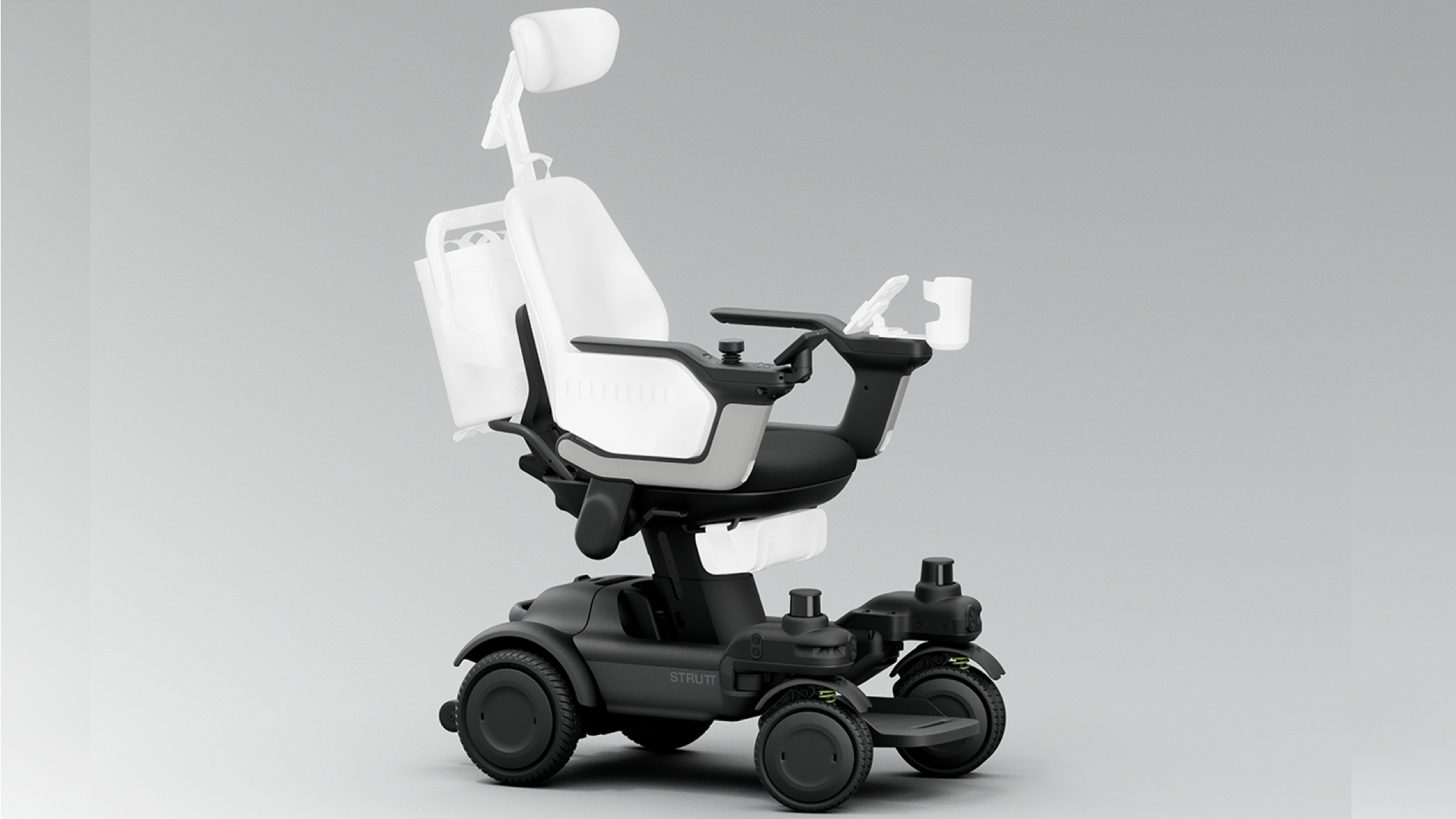 Strutt ev1 power chair on a grey gradient background