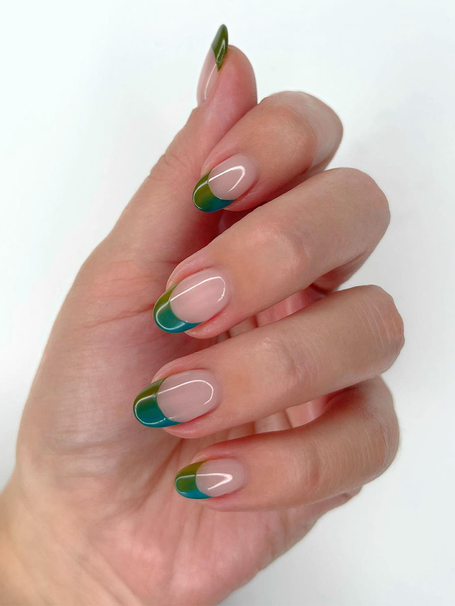 Green and Blue Ombré Nails by Nails of L.A.