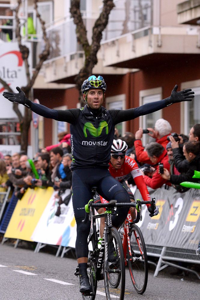 Alejandro Valverde celebrates his stage win.