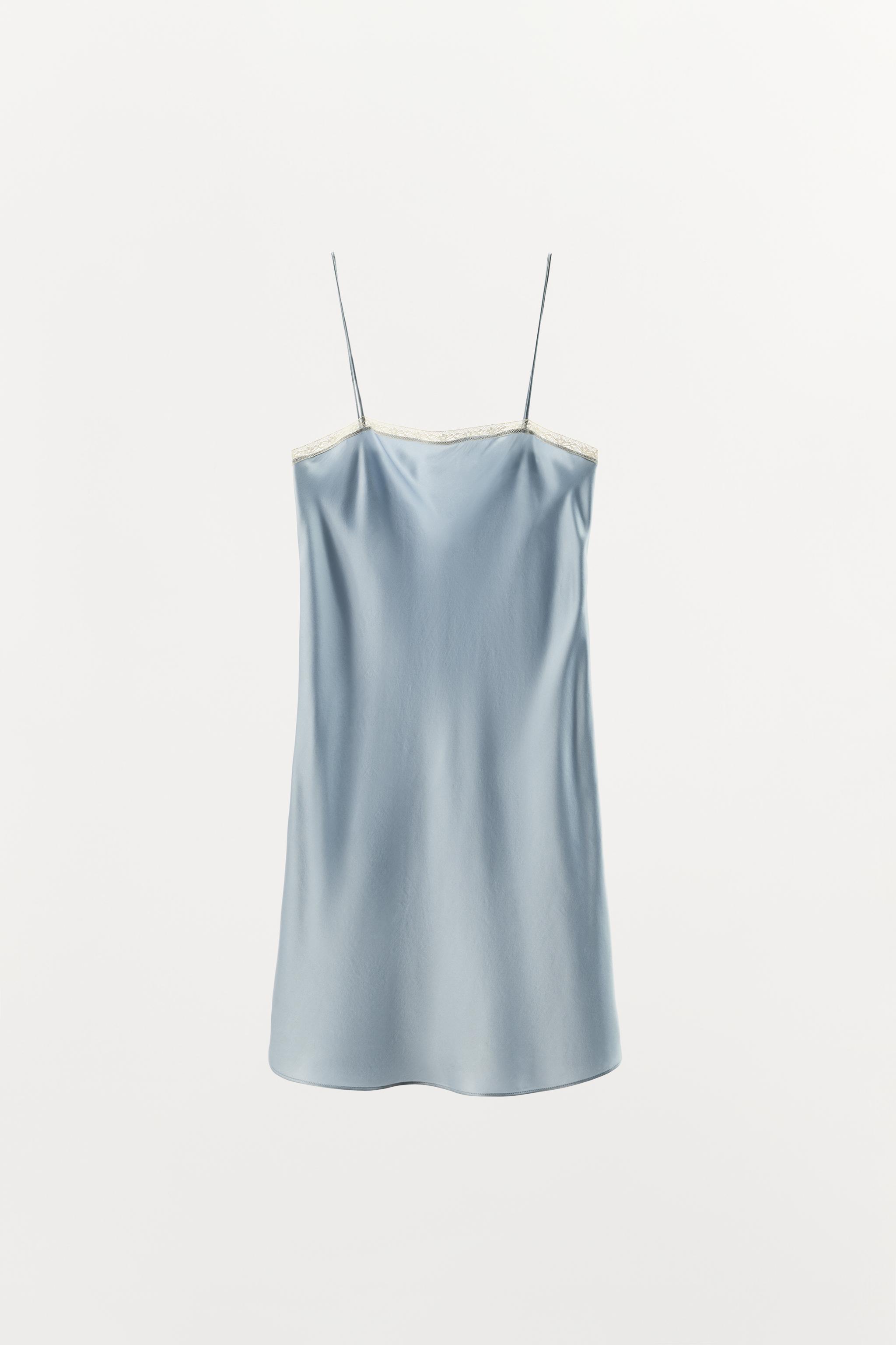 100% Silk Lace Trim Slip Dress