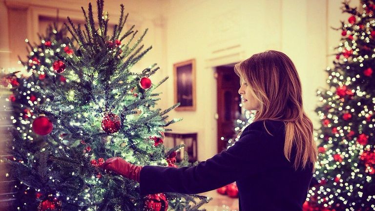 Christmas tree, Christmas, Red, Tree, Christmas decoration, Christmas ornament, Christmas eve, Beauty, Colorado spruce, Plant, 