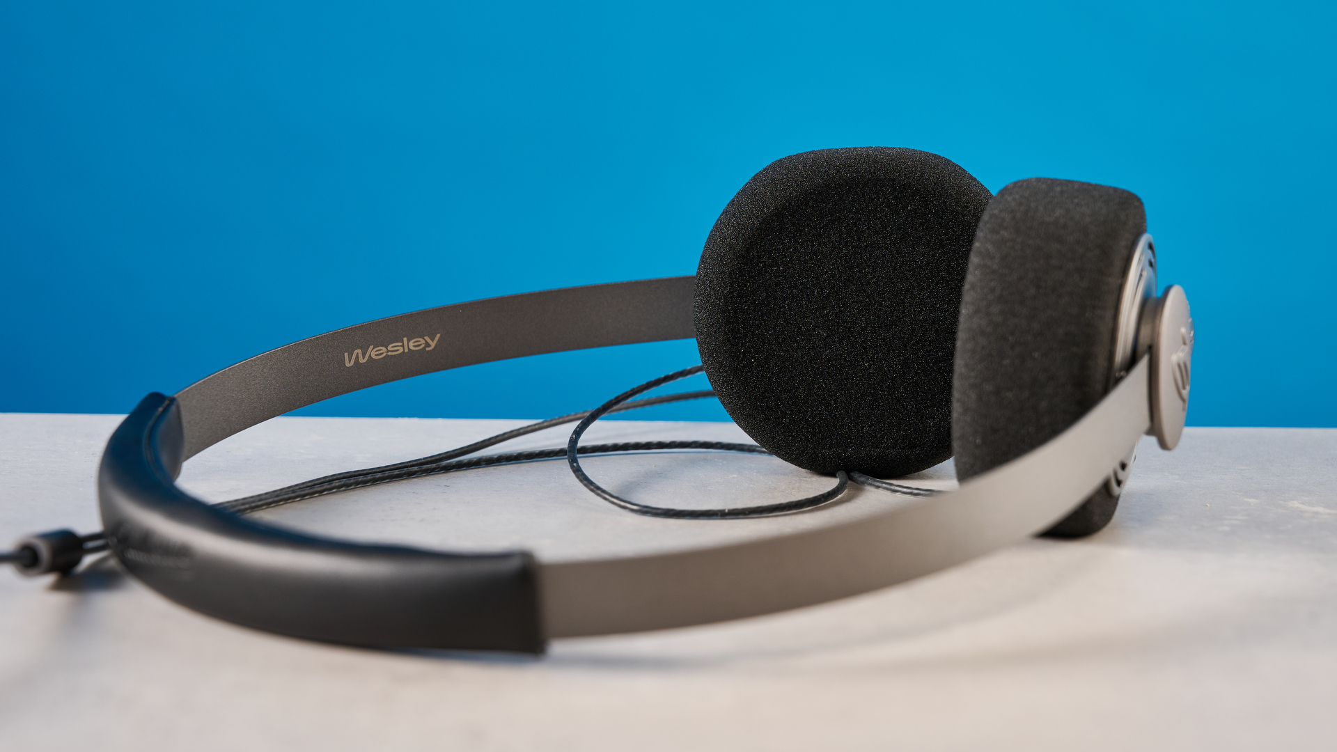 Gadhouse Wesley Headphones, wired headphones photographed in front of a blue background