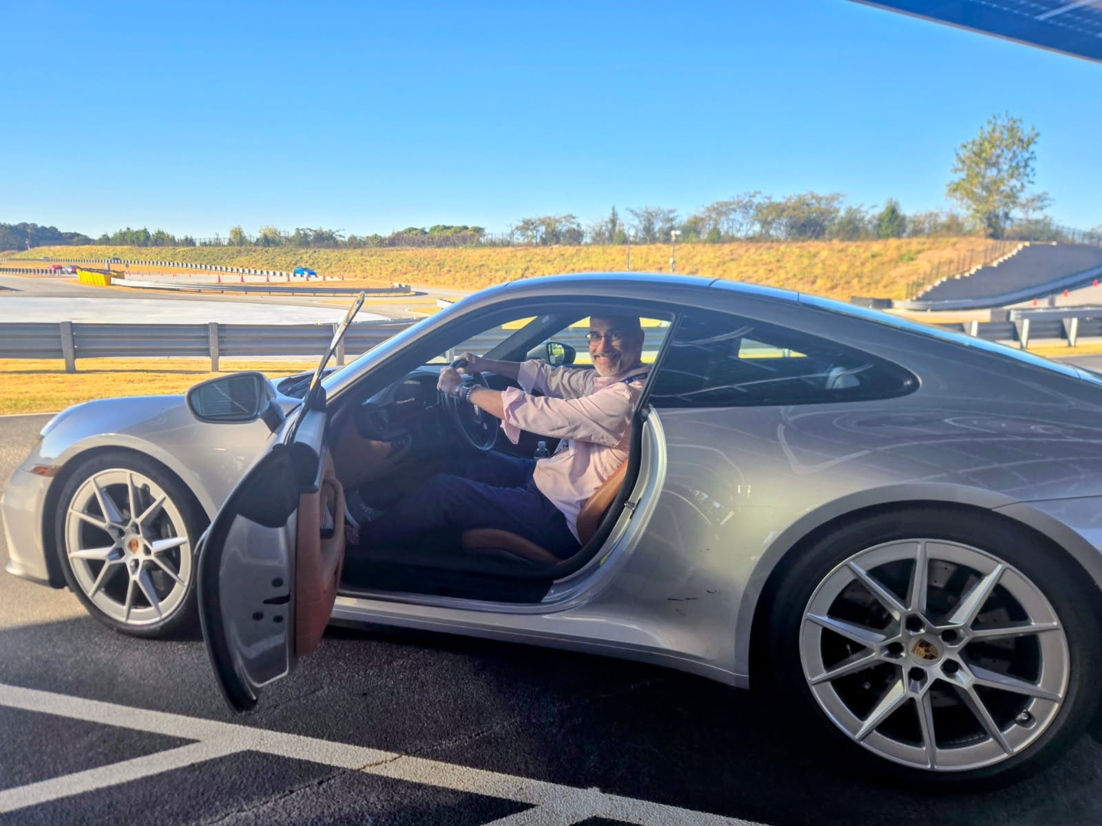 Wayne Cavadi hits the test track at the Porsche Experience Center.