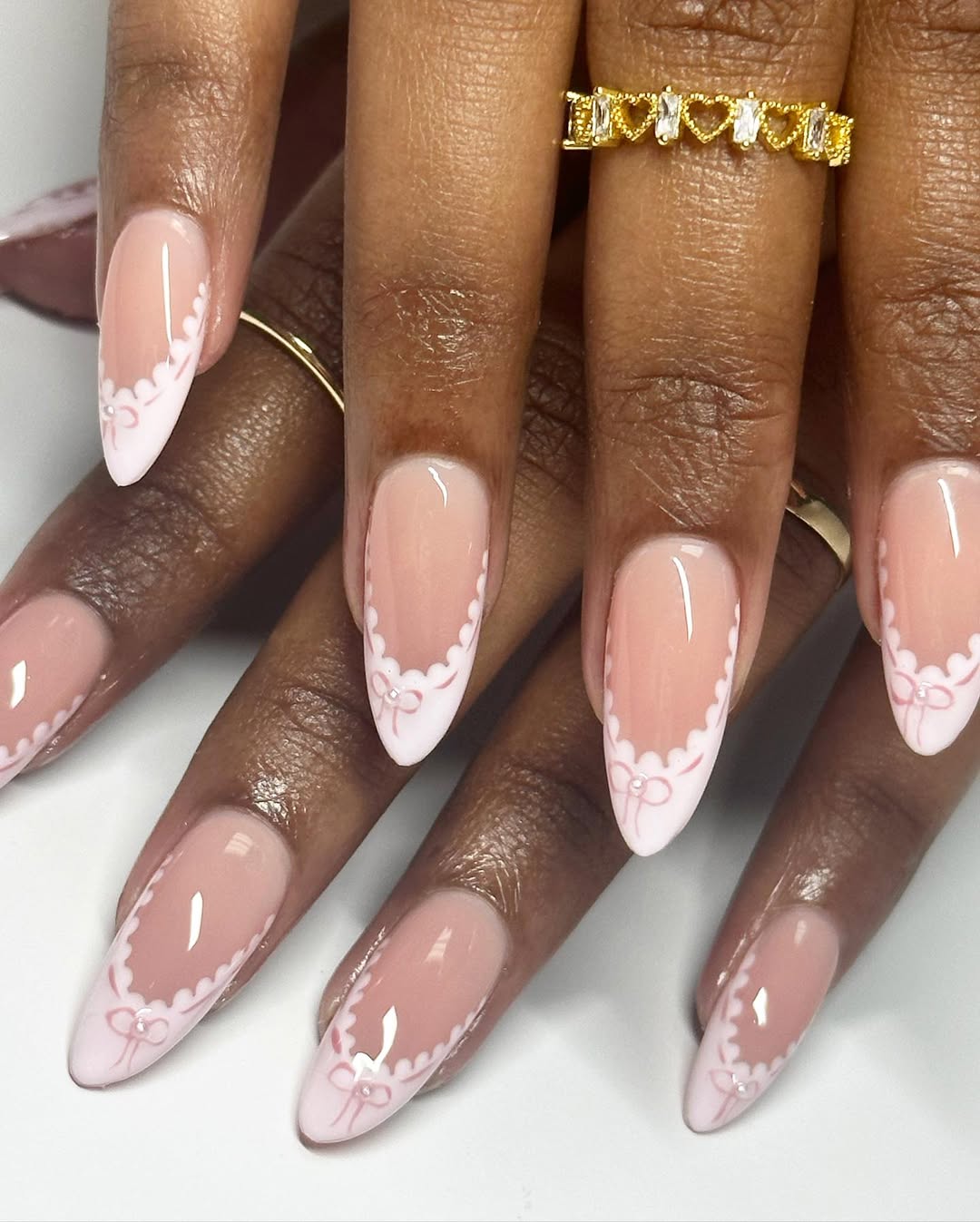 pink coquette lace nails