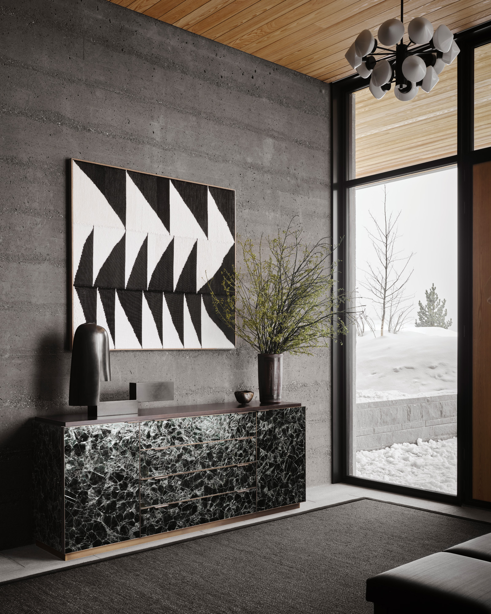 big sky house in montana with mountain landscapes outside